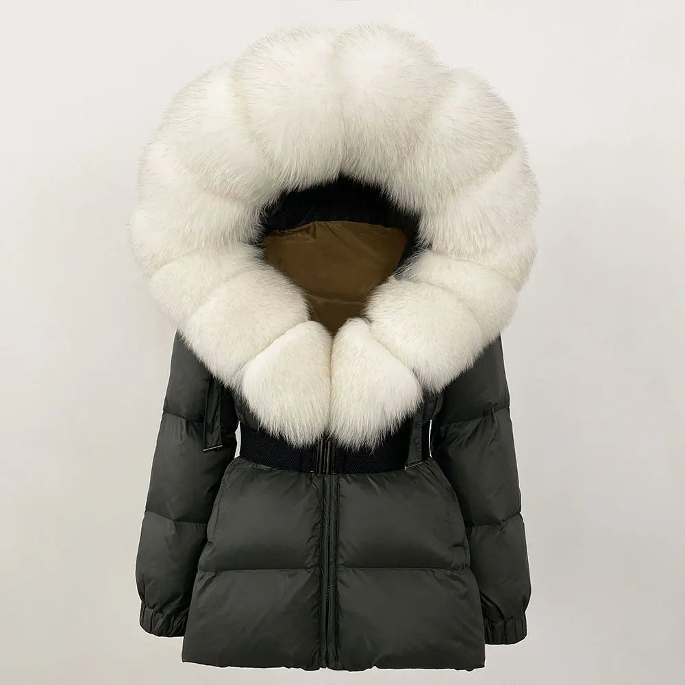 OFTBUY 2025 Winter Kleidung Puffer Jacke Frauen Echt Fox Pelz Mit Kapuze Dicke Warme 90% Weiße Ente Unten Mantel Weibliche Parkas wasserdicht