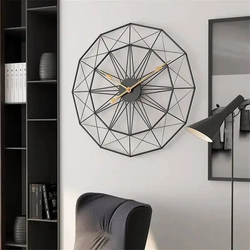 Wand für Design, großes Zimmer, 50 cm, geometrisches Büro, Eisen, Vintage-Industriestil, Uhr zum Aufhängen, Heimuhr, Dekoration, modernes Wohnen