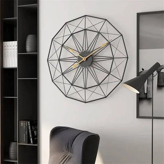 Wand für Design, großes Zimmer, 50 cm, geometrisches Büro, Eisen, Vintage-Industriestil, Uhr zum Aufhängen, Heimuhr, Dekoration, modernes Wohnen