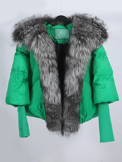 Lose Natürliche Echt Fox Pelz Kragen Mantel Dicke Neue Europäische Mode Weiße Ente Unten Jacke Winter Frauen Warme Luxus Oberbekleidung