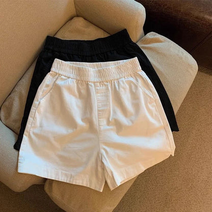 High Waist Cotton Shorts Women Summer Korean Loose Casual Wide Leg Shorts Female Fashion Simple Pure All Match Jogging Shorts.