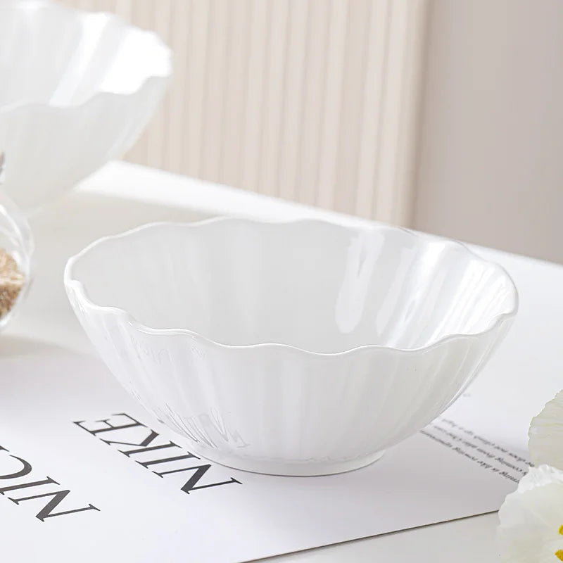 European high-end gold edged ceramic bowl, fruit salad bowl, household breakfast rice noodle bowl, hotel restaurant tableware.