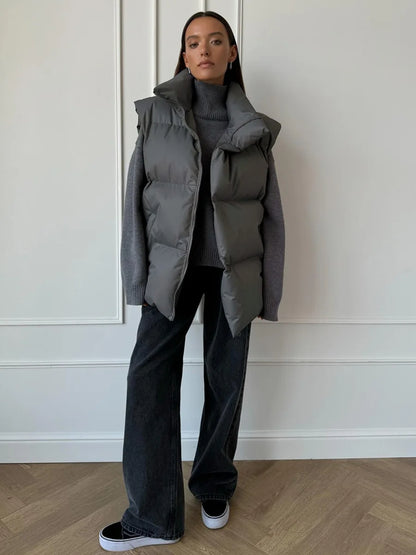 Talenza Damen-Weste aus Baumwolle, neu, ärmellos, sportlich, lässig, einfarbig, Winter, warme Weste, Jacke, Weste, Damen-Baumwolljacke