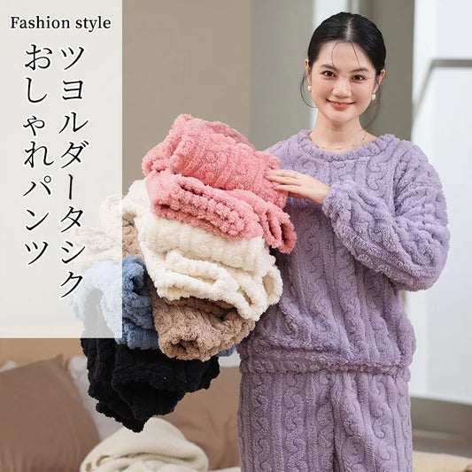Korallen Samt Neue Warme Pyjamas Homewear Anzug Japanische und Koreanische frauen Herbst und Winter Verdickte Lose Pyjamas Homewear Anzug