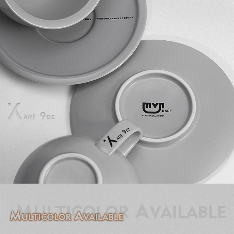 MUVNA Coffee and tea tools Cups 280ml/for Latte,Hot Tea,Cappuccino,Mocha,Cocoa,White/Cup and Saucer Set/Ceramic Latte Coffee Cup