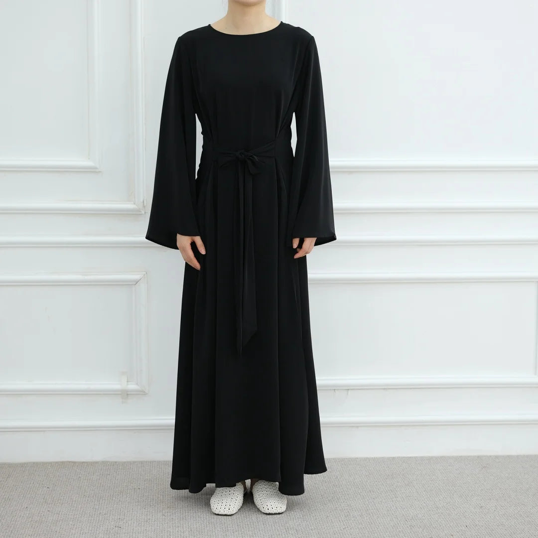Bandage Plain Abaya Dubai For Women Kaftan Muslim Modest Long Dresses Islam Caftan Marocain Kebaya Robe Femme Musulmane Vestidos