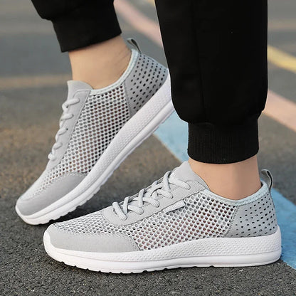 YRZL Sneakers Men Shoes Hollow Mesh Breathable Outdoor Casual Shoes Comfortable Walking Non Slip Big Size Mens Sneakers.