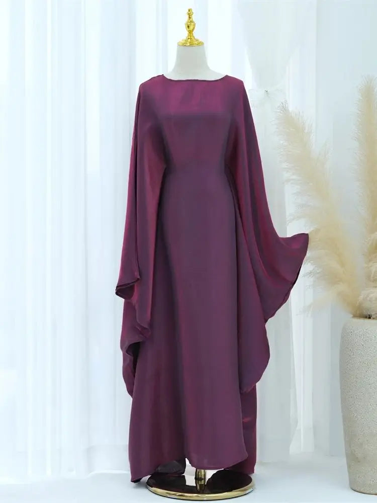 Batwing Butterfly Satin Abaya Dubai Luxury Muslim Kaftan Maxi Dress Abayas For Women Kebaya Robe Caftan Marocain Femme Vestidos