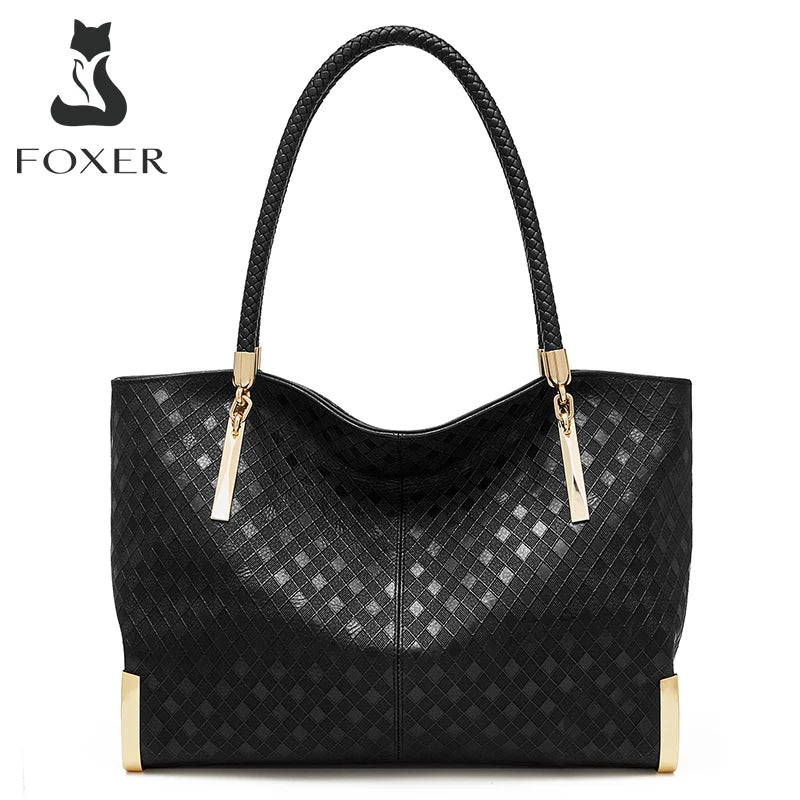 FOXER Brand Genuine Leather Handbag Winter Women Original Design Shoulder Bag Luxury Tote Large Capacity Lady Bag Chrismas Gift.