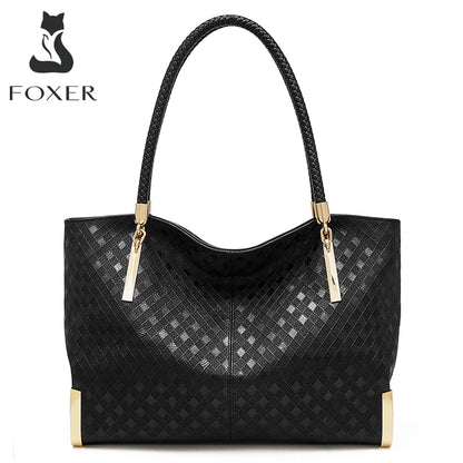 FOXER Brand Genuine Leather Handbag Winter Women Original Design Shoulder Bag Luxury Tote Large Capacity Lady Bag Chrismas Gift.