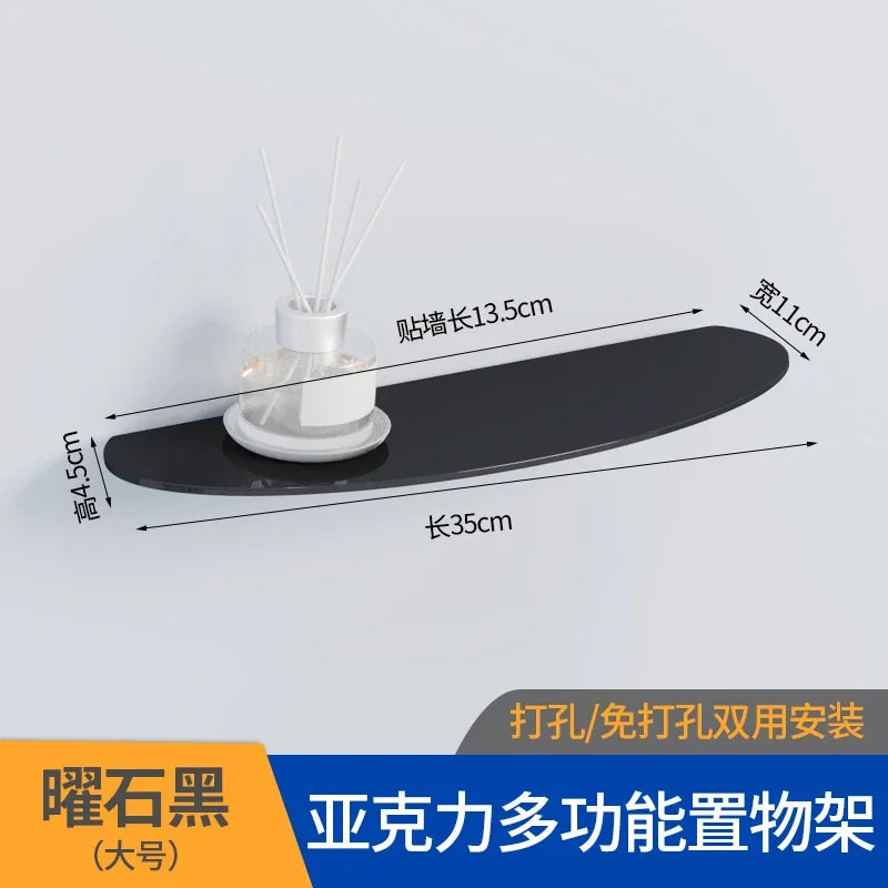 Bathroom Living Room Display Seamless Punch-free Fashion Decoration Color Acrylic Semi-circular Shelf Decoration Rack Storage.