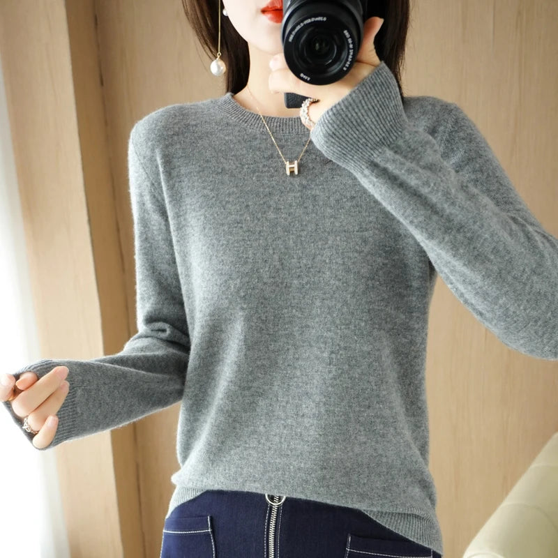 Herbst Winter frauen Pullover Oansatz Kaschmir Solide Pullover Schlank Bodenbildung Shirt Langarm Casual Grundlegende Pull Femme Pullover.