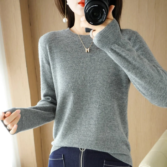 Herbst Winter frauen Pullover Oansatz Kaschmir Solide Pullover Schlank Bodenbildung Shirt Langarm Casual Grundlegende Pull Femme Pullover.