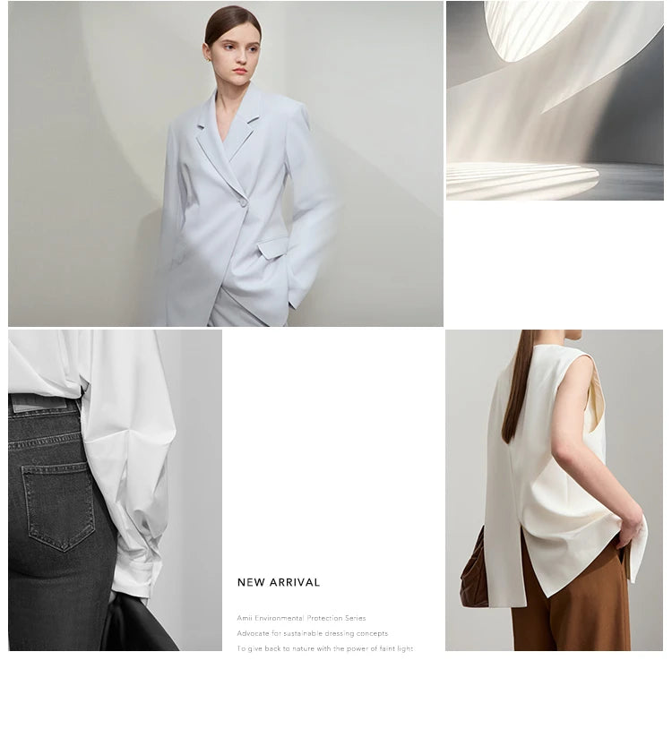 AMII 2025 Arrival Autumn Black A-line Women Skirt  Luxury Style Simple Elegant Elastic Waistband Offcial Lady Blouse 12523037.