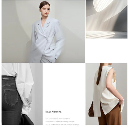 AMII 2025 Arrival Autumn Black A-line Women Skirt  Luxury Style Simple Elegant Elastic Waistband Offcial Lady Blouse 12523037.