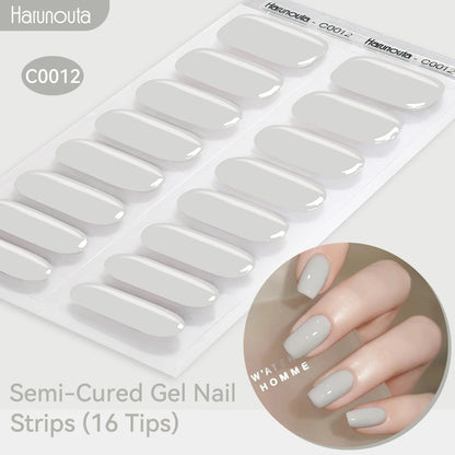 Harunouta Gradient Semi Cured Gel Nail Sticker Long-Lasting UV Nail Sticker UV/LED Extension Gel Nail Foil Gel Polish Full Cover