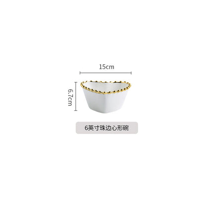 Nordic Luxury Phnom Penh Love Plate Ceramic Plate Dim Sum Fruit Breakfast Salad Dish Restaurant Steak Plate Jewelry.