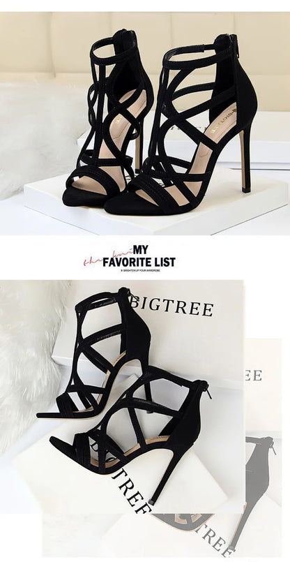 BIGTREE Shoes Roman Style High Heels Woman Pumps Stiletto Heels 11 Cm Women Heels Sexy Party Shoes Hollow Out Women Sandals 2025.