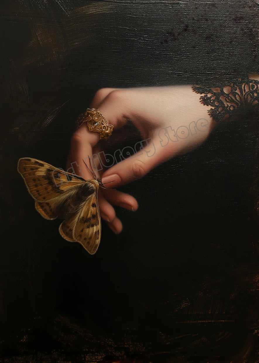 Dark Academia Woodland Moth Medusa Portrait Victorian Gothic Aesthetic Poster Canvas Painting Wall Art Pictures Home Decor Gift.