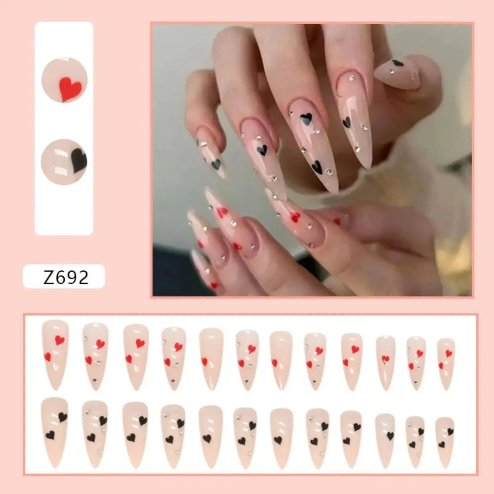 24pcs Long Stiletto French Fake Nails White Edge Simple Aurora False Nails Full Cover Press on Nails DIY Detachable Manicure.