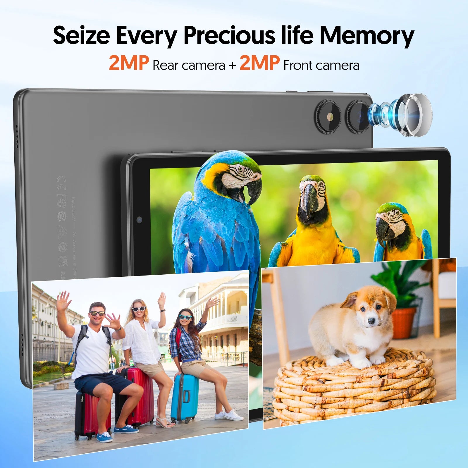 BAKEN Android 15 tablet, 8 (3+5)GB + 32GB storage, penta-core processor, Wi-Fi6, Bluetooth, USB-C, Google Play Store,.