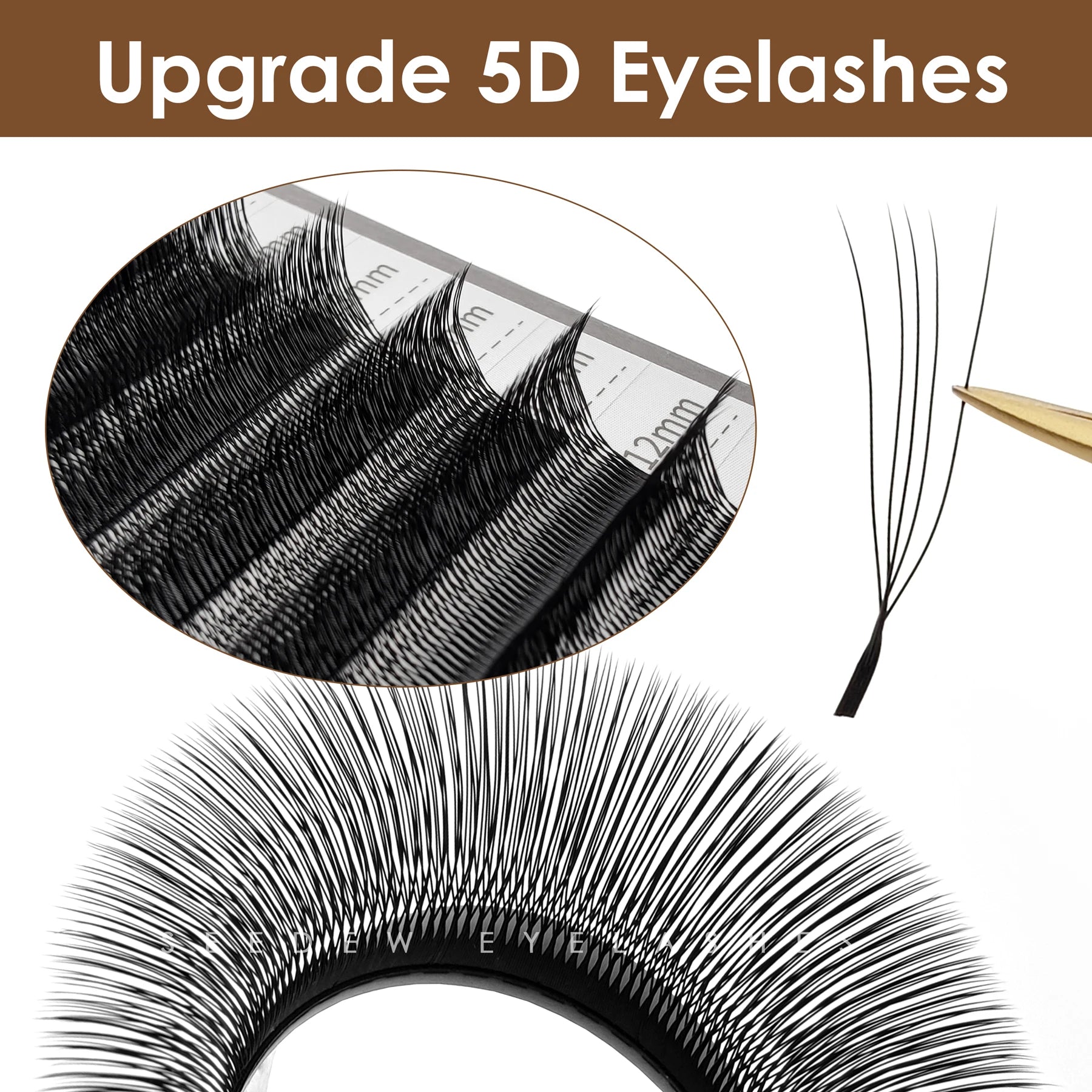 SEEDEW U Shaped 2D/3D/4D/5D Eyelashes Extension Premium Soft False Eyelashes Premade Fan U Lashes.