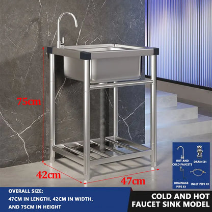 Wash Basin 304 Stainless Steel Sink with Bracket Single/double Sink Wash Basin For Kitchen, Garage, Laundry and Basement