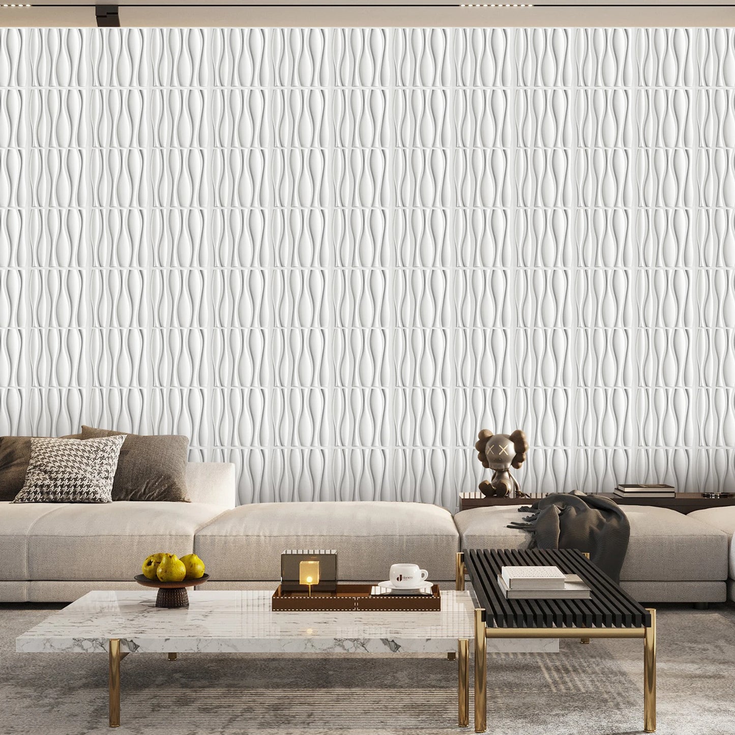 KUUJOJO 12pcs 3D textured wall panel for indoor wall decoration, suitable for living room, hall, bedroom, hotel, office