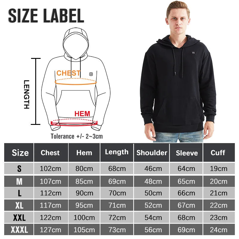 Men's Winter USB Heating  jacket Heated Hoodie Anime Hoodies Winter Men jackets streetwear Heated  Hoodies Sweatshirt Clothes.