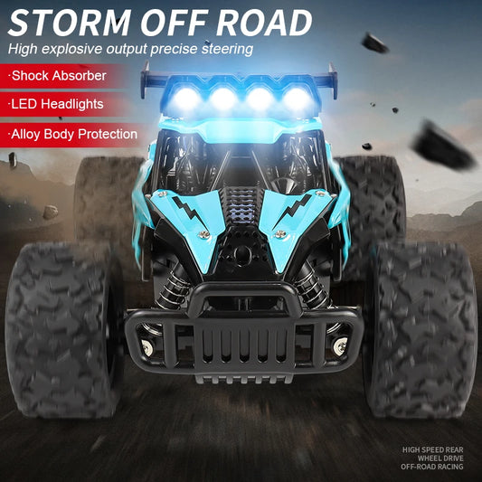 Remote Control Car RC Drift Racing 1:16 Vehicle Off Road Alloy 2.4G Radio High-Speed Trucks With LED Light Climbing Gift Kid Toy.