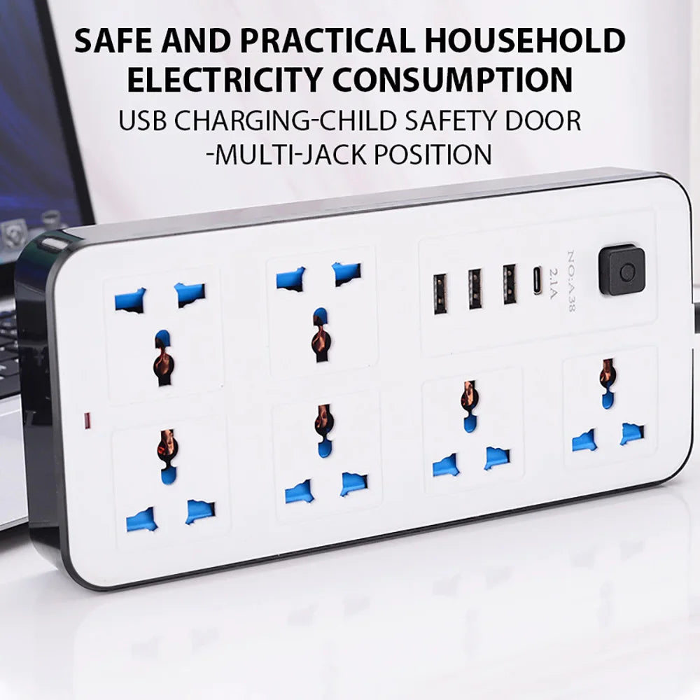 Power Multi Tap Universal Stecker EU US UK Steckdose Steckdosenleiste mit 2 m Verlängerungskabel AC Typ C USB Port Ladung Steckdose.