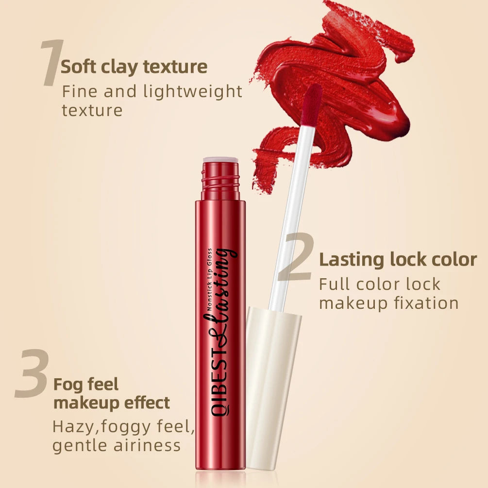 QIBEST Matte Liquid Lipstick Waterproof Long Lasting Lip Gloss Velvet Mate Nude Red Tint Tube Lipsticks Lipgloss Makeup Cosmetic.