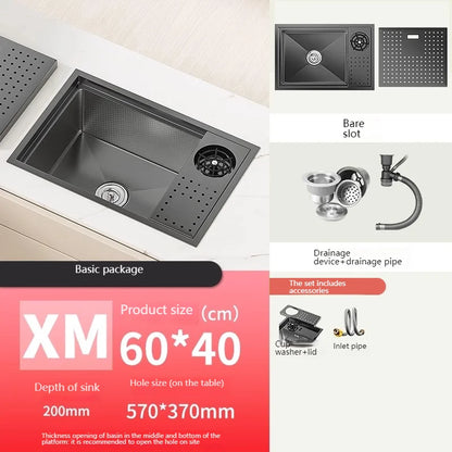 Stainless Steel Hidden Sink Bar Kitchen Sinks Small Single Slot with Lid Touring Car Multifunctional Wash Basin Balcony Garden