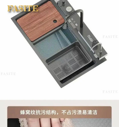 Whale Flying Rain Ultra Thick Kitchen Honeycomb Sink Stainless Steel Single Slot