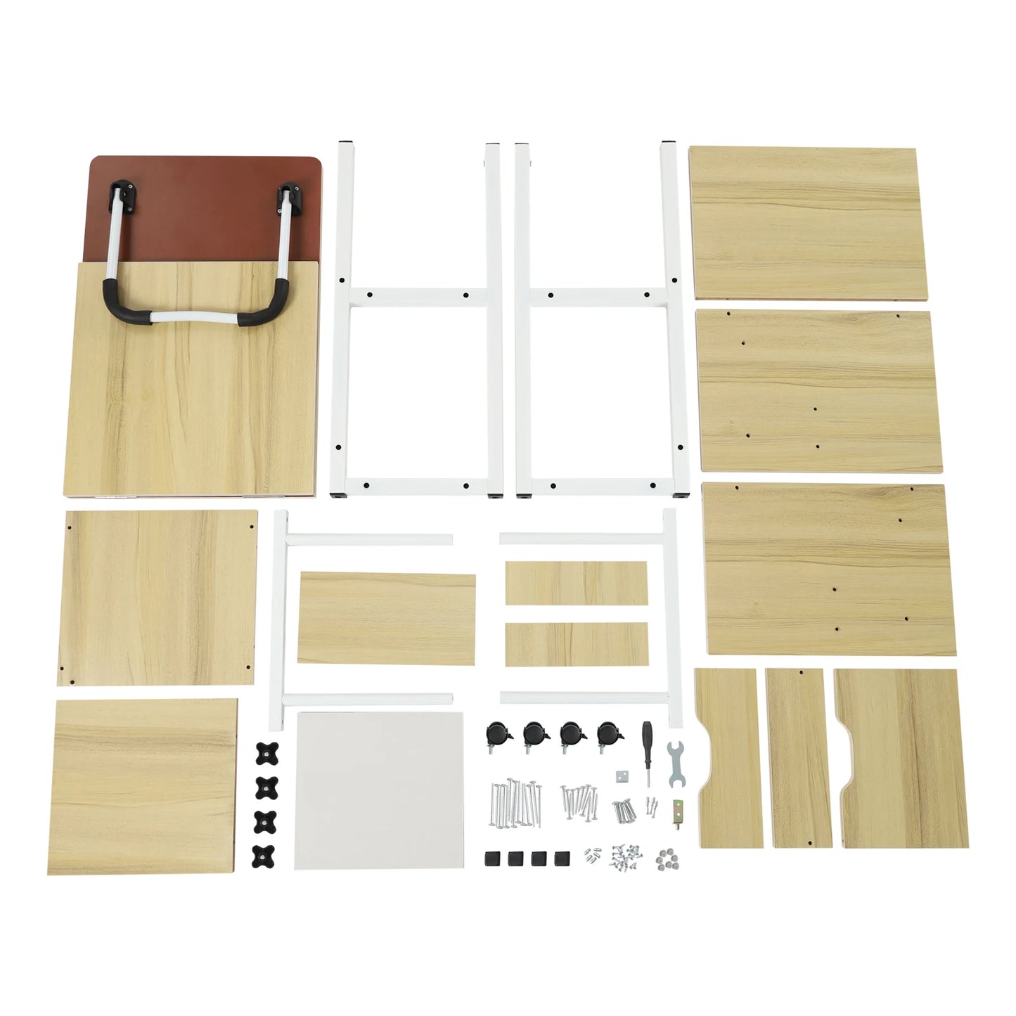 Klappbarer Laptop-Schreibtisch mit Rollen, höhenverstellbarer Nachttisch, Computertisch, tragbarer Schlafzimmer-Bürotisch