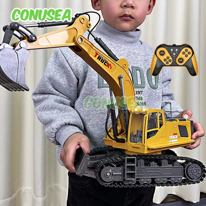 Alloy Rc Excavator Truck Toy Kids Remote Control Engineering Trucks Electric Vehicle Machine Games for Kids Boys Birthday Gifts.