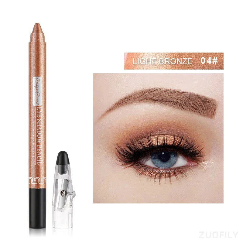 12Colors Glitter Eyeshadow Pen Long Lasting Matte Eye Shadow Palette Shiny Highlighter Silver Purple Eyeliner Pencil Cosmetics.