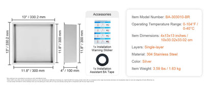 SucceBuy No Tile Duschnische aus Edelstahl 304, mit Wand eingesetzte Nische, Doppelregale für die Dusche, Seifenaufbewahrung, Badezimmer