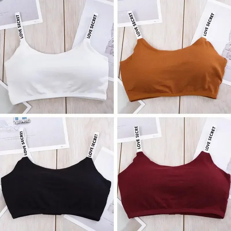 Women Active Bra Casual Top Letters Print Strap Cotton Top Fitness Gym Jogging Sleep Bra Girl Wire Free Bandeau Paded Bra Tops.