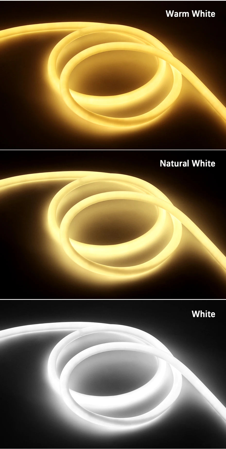 360 Round LED Neon Tube 220V Led Strip Light 120leds/m 2835 Flexible Tape Led Lights IP67 Waterproof for Indoor Outdoor Decor.