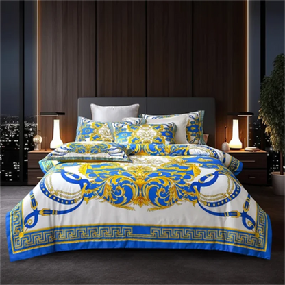 Luxury Baroque Style Bedding Set Digital Printing Queen King Size Duvet Cover Set Linen Pillowcases Home Textile.