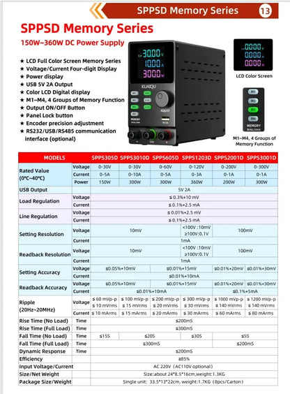 KUAIQU 200V 300V 1A DC Power Supply, 30V Programmable Adjustable Regulated Lab Bench Power Supply with PC Software,Output Switch.