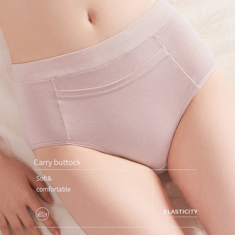 4 Pcs Women's Menstrual Period Panties High Waist Cotton Leak-Proof Underwear Absorbent Postpartum Post Surgery Period Underwear.
