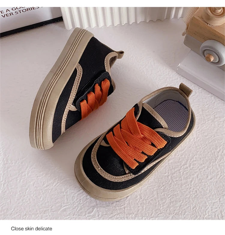 Children Fashion Versatile Soft Canvas Shoes Floral Print Casual Kids Shoes Drop Shipping Lace-up 2023 Spring New for Boys Flats.