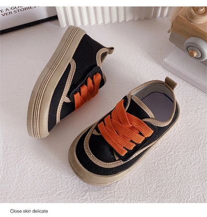 Children Fashion Versatile Soft Canvas Shoes Floral Print Casual Kids Shoes Drop Shipping Lace-up 2023 Spring New for Boys Flats.