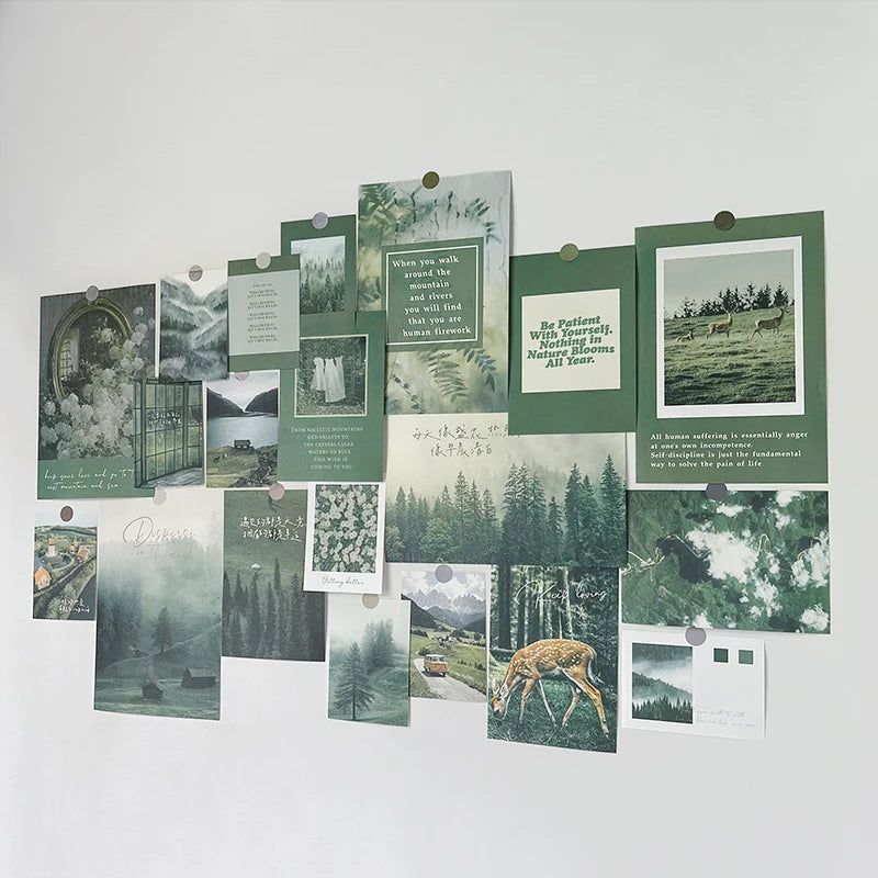 Ins Nordic Retro Wall Decorative Photo Card Stickers Bedroom Art Postcard Decoration DIY Wall Card Stickers Photography Props.