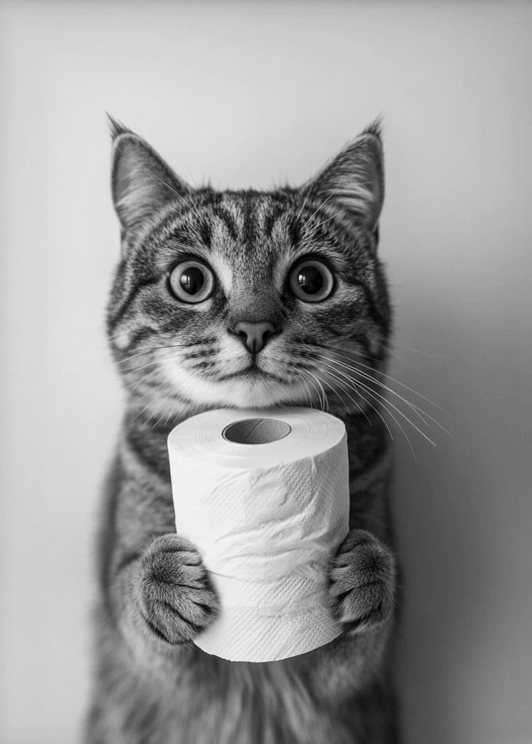 Highland Cow Otter Cat  Raccoon with Toilet Paper Poster Print Canvas Painting Bathroom Wall Art Funny Toilet Humor Home Decor.