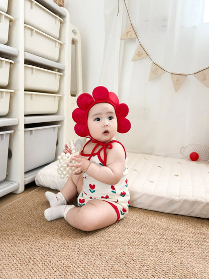 Baby Ein Stück Kleidung 2025, Sommer Koreanische Baby Body Ins Blume Voll Gedruckt Baby Sling Klettern Kleidung Mit Hut
