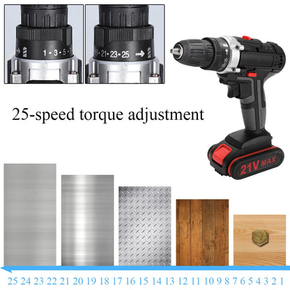 21V Multifunktionale Elektrische Akku-bohrschrauber High-power Lithium-Batterie Drahtlose Wiederaufladbare Hand Bohrer Hause DIY Elektrische Werkzeuge