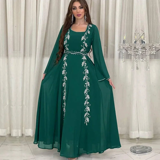 Eid Mubarak Abaya für muslimische Frauen Stickerei Langes Maxikleid Türkei Party Kaftan Arabische Robe Dubai Saudi Islamischer Kaftan Jalabiya.